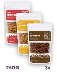 3'lü Paket Glutensiz Vegan İlave Şekersiz Granola Mix 250 gr