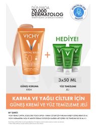 Vichy Karma ve Yağlı Ciltler İçin Güneş Kremi - Yüz Temizleme Jeli/ Renkli