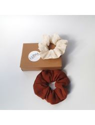 Ekru&Tarçın 2'li Karma Scrunchie