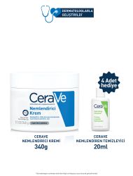 Cerave Cilt Bakım Seti: Cerave Nemlendiri Krem 340gr - 4xKöpüren Temizleyici 20ml