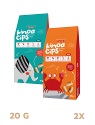 2 Paket 20 GR. Sade Kinoa Cips For Kids Tatlı Fil ve Neşeli Yengeç