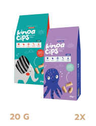 2 Paket 20 GR. Sade Kinoa Cips For Kids Tatlı Fil ve Bebek Ahtapot