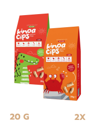 2 Paket 20 GR. Sade Kinoa Cips For Kids Sevimli Dinozor ve Neşeli Yengeç