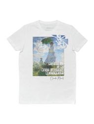 Erkek Vegan Beyaz T-Shirt - Claude Monet Woman With a Parasol Muse Tasarım