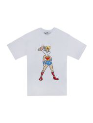 Erkek Vegan Beyaz T-Shirt - Warner Bros Wonder Lola Bunny Tasarım