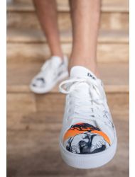 Erkek Vegan Deri Beyaz Sneakers - Sunset Animals Tasarım