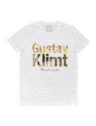 Kadın Vegan Beyaz T-Shirt - Gustav Klimt Art is Erotic Muse Tasarım