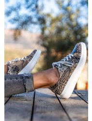 Kadın Vegan Deri Bej Günlük Sneakers - Flammarion Tasarım