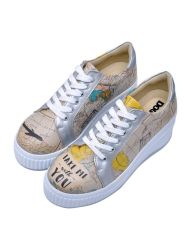 Kadın Vegan Deri Bej Kalın Taban Sneakers - Take me with you Tasarım