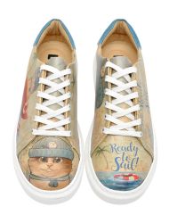 Kadın Vegan Deri Bej Sneakers - Ready to Sail Tasarım