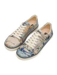 Kadın Vegan Deri Bej Sneakers - Watercolor and Sailors Tasarım