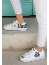 Kadın Vegan Deri Beyaz Günlük Sneakers - Time To Go Tasarım