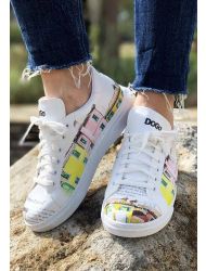 Kadın Vegan Deri Beyaz Sneakers - Burano Island Tasarım