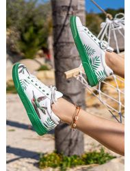 Kadın Vegan Deri Beyaz Sneakers - Soar the Sky Tasarım