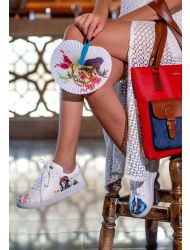 Kadın Vegan Deri Beyaz Sneakers - Bring Your Colours to Life Tasarım