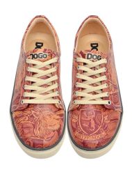 Kadın Vegan Deri Bordo Sneakers - Warner Bros Gryffindor Courage Harry Potter Tasarım