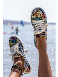 Kadın Vegan Deri Çok Renkli Sneakers - Eternal Swirl Tasarım