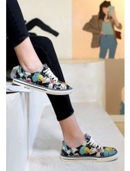 Kadın Vegan Deri Çok Renkli Sneakers - Warner Bros Catch Me If You Can Tweety Tasarım