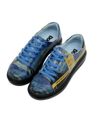 Kadın Vegan Deri Lacivert Sneakers - Vincent van Gogh The Starry Night Muse Tasarım