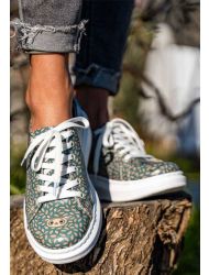 Kadın Vegan Deri Mavi Günlük Sneakers - Lemur Tasarım