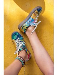 Kadın Vegan Deri Mavi Sneakers - Staying at Home Tasarım