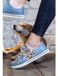 Kadın Vegan Deri Mavi Sneakers - Find Your Inner Peace Tasarım