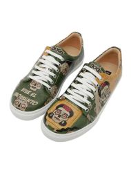 Kadın Vegan Deri Yeşil Sneakers - Sugar Skull Tasarım