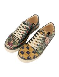 Kadın Vegan Deri Yeşil Sneakers - Frida’s World Frida KahloTasarım