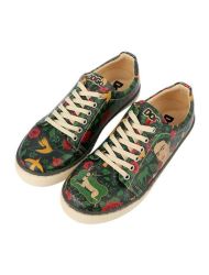 Kadın Vegan Deri Yeşil Sneakers - Arrows Frida Kahlo Tasarım