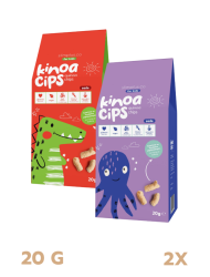 2 Paket 20 GR. Sade Kinoa Cips For Kids Sevimli Dinozor ve Bebek Ahtapot