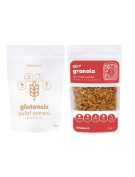 Çikolata Çilek Fındık Glutensiz İlave Şekersiz Vegan Granola 250G ve 500G Yulaf Ezmesi Paketi