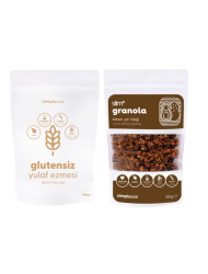 Kakao Yer Fıstığı Glutensiz İlave Şekersiz Vegan 250G Granola ve 500G Yulaf Ezmesi Paketi