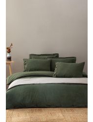 Ecocotton Havin Çift Kişilik Nevresim Takımı %100 Organik Pamuk Saten Parça Boya Yeşil 200x220 Cm