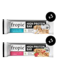 Fropie Vegan High Protein Bar 6’lı Set - Yer Fıstık Ezmeli & Çilekli & Hindistan Cevizli