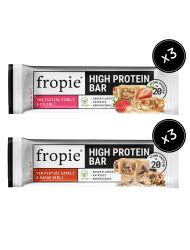 Fropie Vegan High Protein Bar 6’lı Set - Yer Fıstık Ezmeli & Çilekli & Kakao Nibli