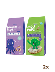 20G Sade Kinoa Cipsi for Kids Bebek Ahtapot ve 30G Mini Pops Karabuğday Patlakları