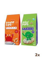 20G Sade Kinoa Cipsi for Kids Neşeli Yengeç ve 30G Mini Pops Karabuğday Patlakları