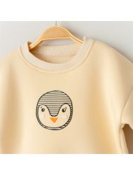 Penguen 3D Baskılı Sweatshirt Şardonlu