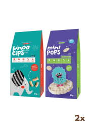 20G Sade Kinoa Cipsi for Kids Tatlı Fil ve 30G Mini Pops Pirinç Patlakları