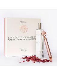 RoseAndCure Saf Gül Suyu 100 ml ve Titreşimli Kuvars Roller