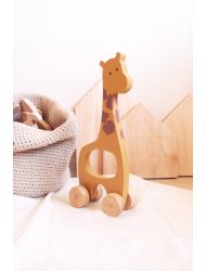 Oyuncu Kunduz Tekerlekli Zürafa Ahşap Oyuncak
