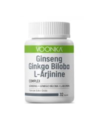 Voonka Ginseng, Ginkgo ve L-Arjinin İçeren Takviye Edici Gıda 32 kapsül