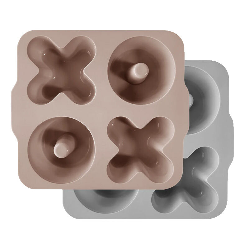 OiOi XOXO Silikon Bölmeli Muffin Kalıbı 2 li Bubble Beige - Powder Grey